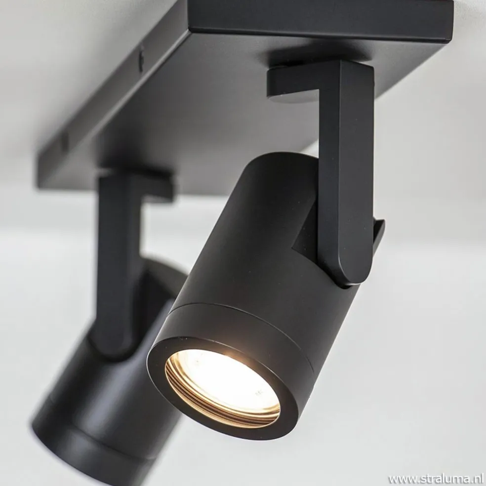 Plafondspot Halo 2L op balk zwart