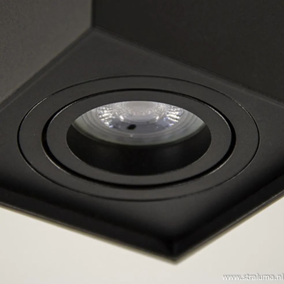 Plafondspot kubus zwart kantelbaar gu10