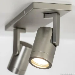 Plafondspot 2-licht op balk nikkel gu10