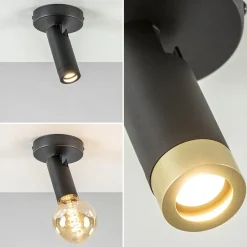 Plafondspot 1-lichts mat zwart/goud