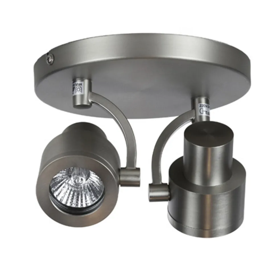 Plafondspot 2-lichts rond nikkel gu10