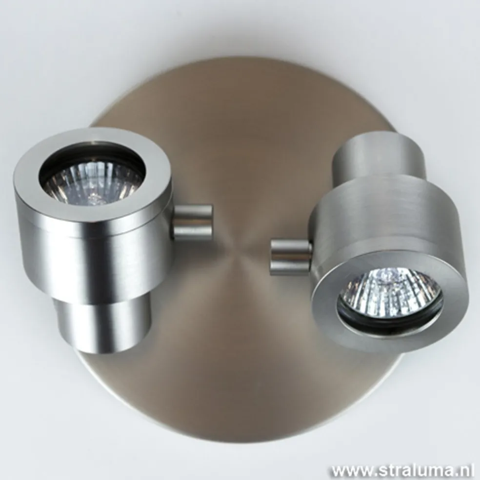 Plafondspot 2-lichts rond nikkel gu10