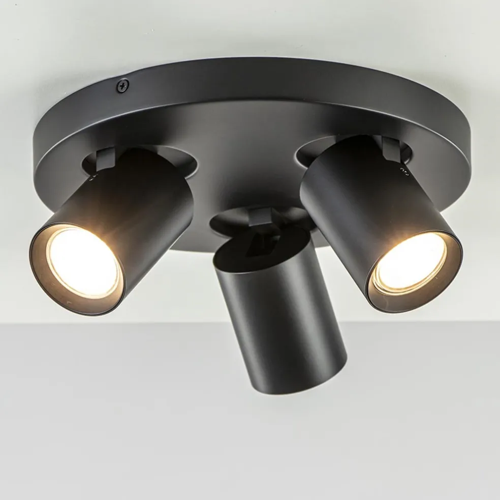 Plafondspot Oliver 3L rond zwart gu10