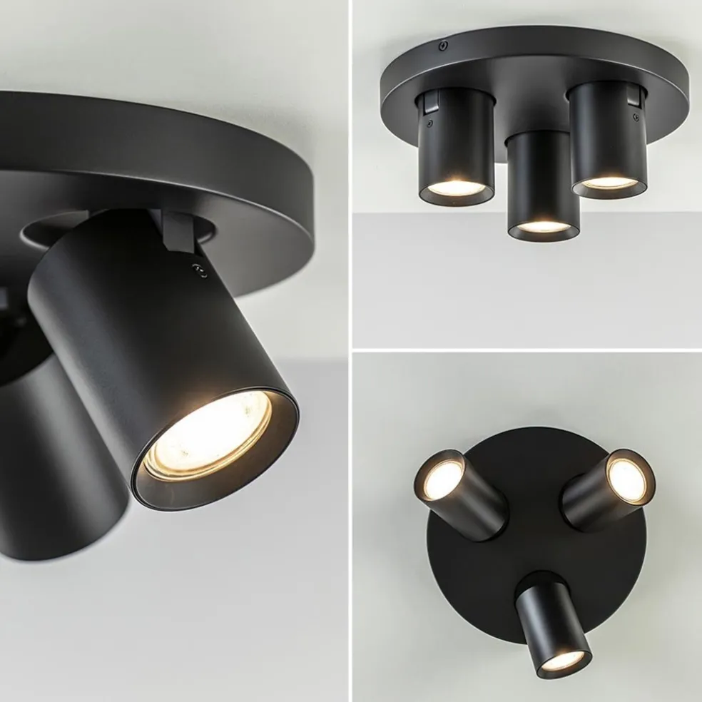 Plafondspot Oliver 3L rond zwart gu10