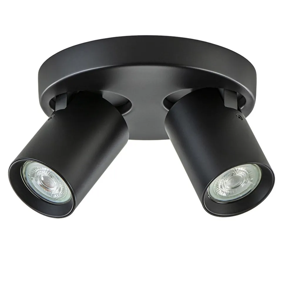 Plafondspot Oliver 2L rond zwart gu10