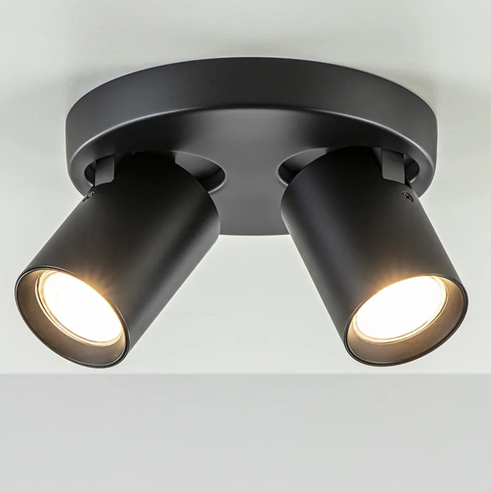 Plafondspot Oliver 2L rond zwart gu10