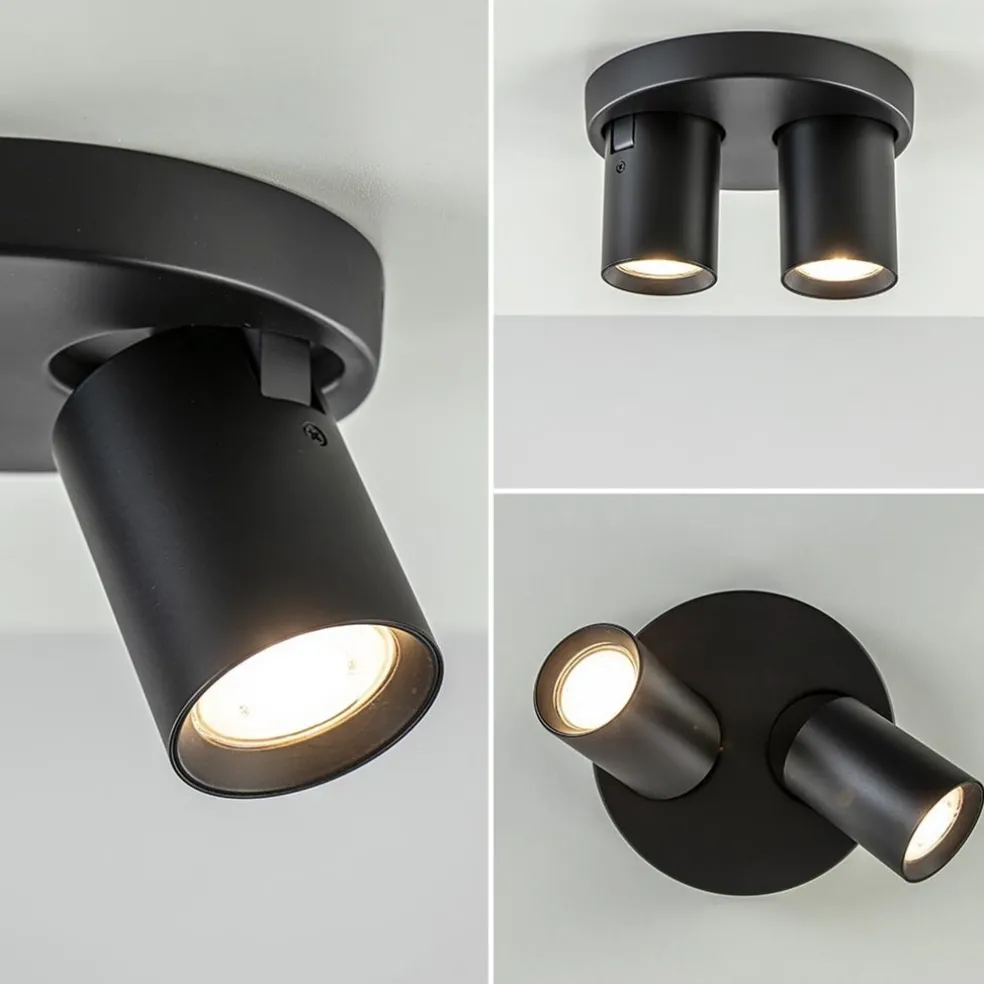 Plafondspot Oliver 2L rond zwart gu10