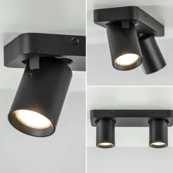 Plafondspot Oliver 2L zwart balk+tubes