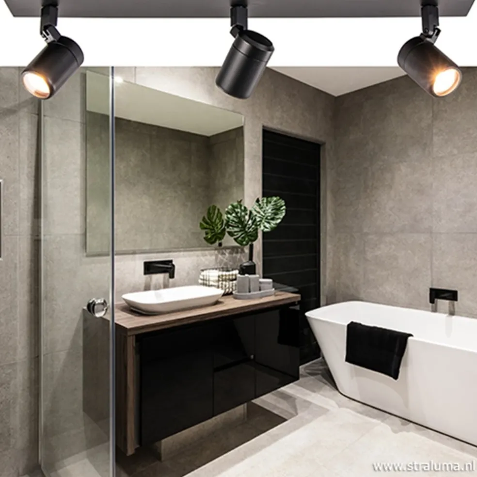 Plafondspot Rain 3L balk zwart gu10 IP44