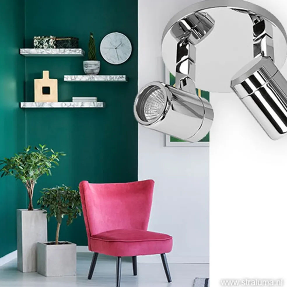 Plafondspot Rain 2l rond chroom IP44