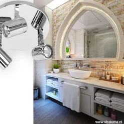 Plafondspot Rain 3l rond chroom IP44