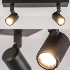 Plafondspot Rain 2L zwart balk IP44