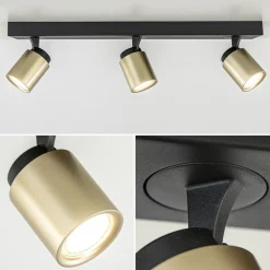 Plafondspot Razza 3l balk zwart/goud gu10