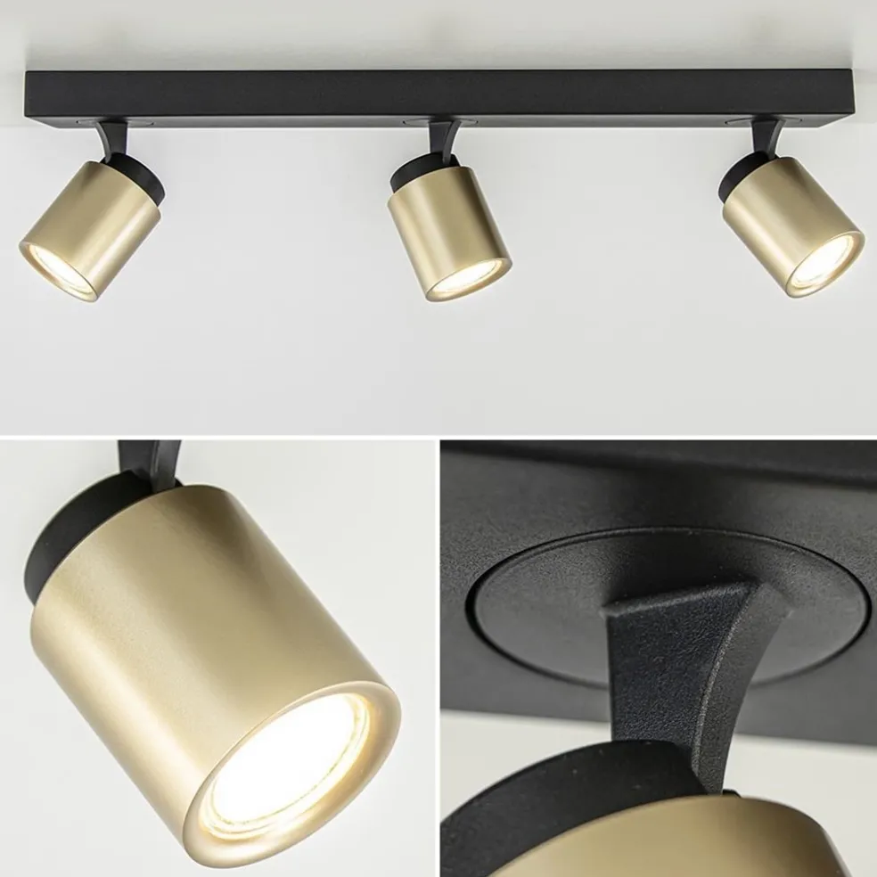 Plafondspot Razza 3l balk zwart/goud gu10