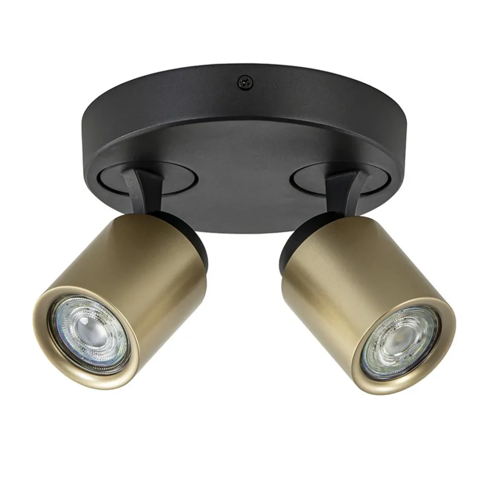 Plafondspot Razza 2L rond zwart/goud