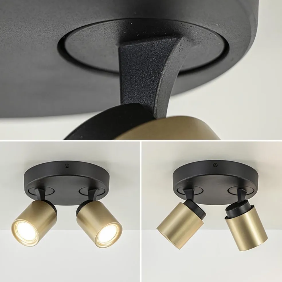 Plafondspot Razza 2L rond zwart/goud