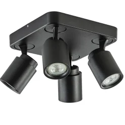Plafondspot Razza 4L vierkant zwart gu10