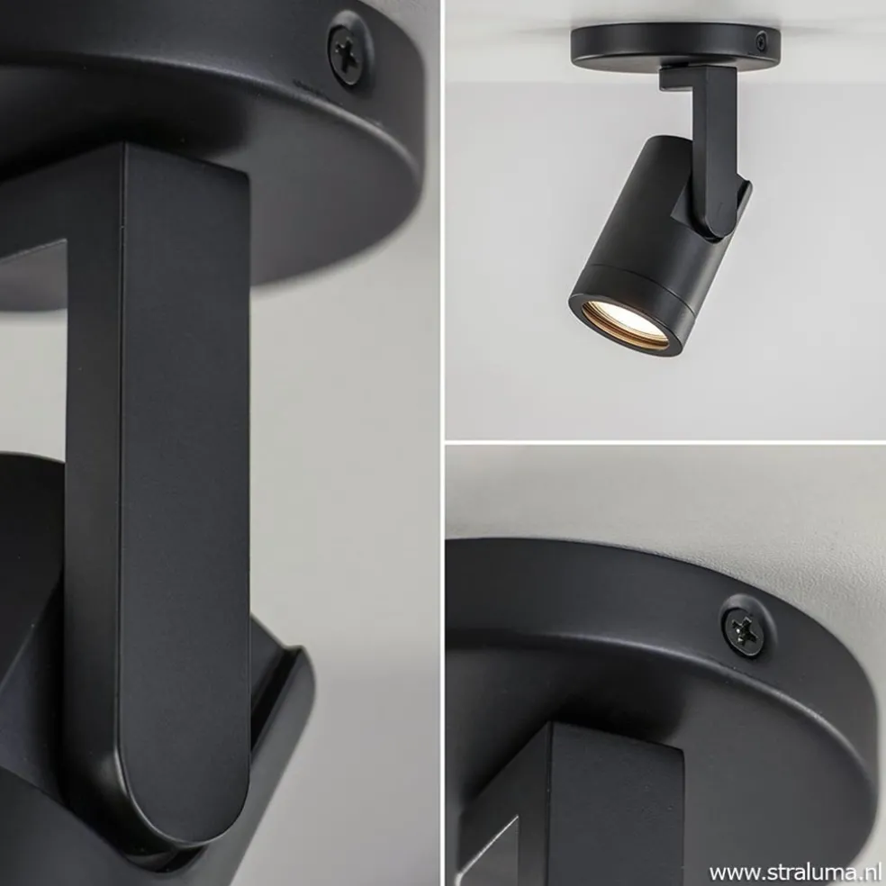 Plafondspot rond enkel zwart ex.gu10