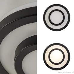 Plafonnière Master zwart+opaal glas IP44