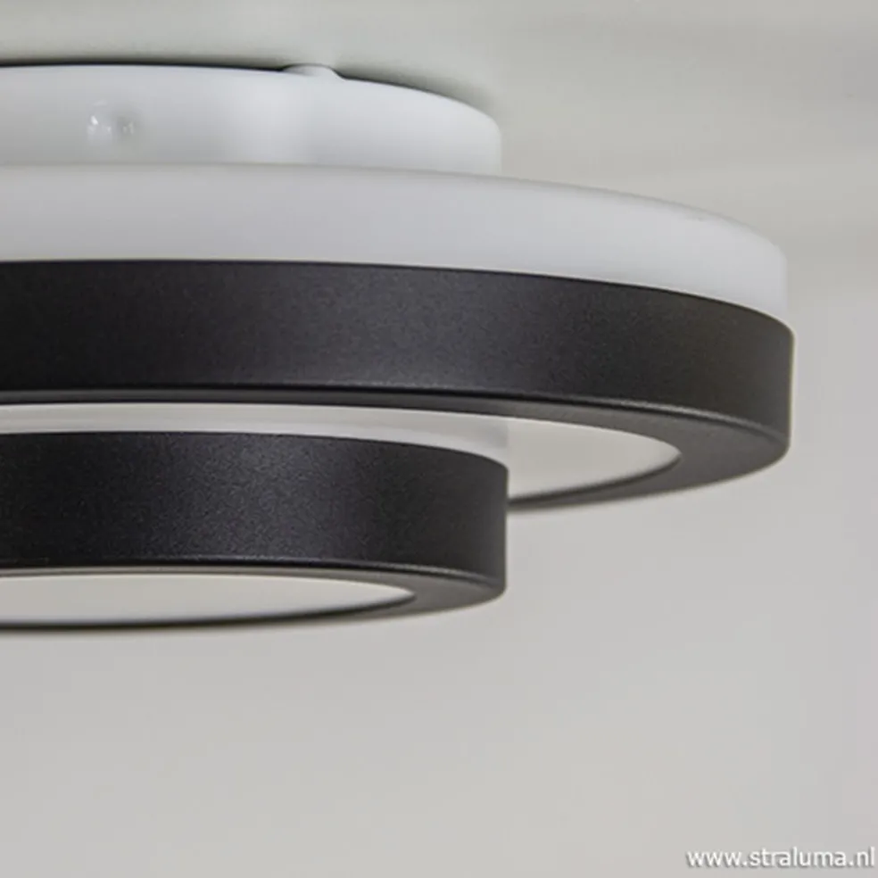 Plafonnière Master zwart+opaal glas IP44