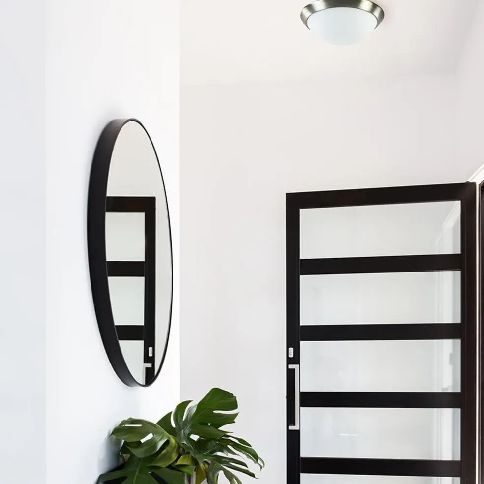 Plafonnière modern met staal en glas