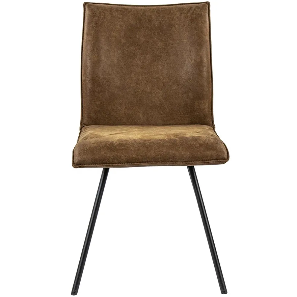 PU lederen eetkamerstoel camel met smalle zwarte pootjes