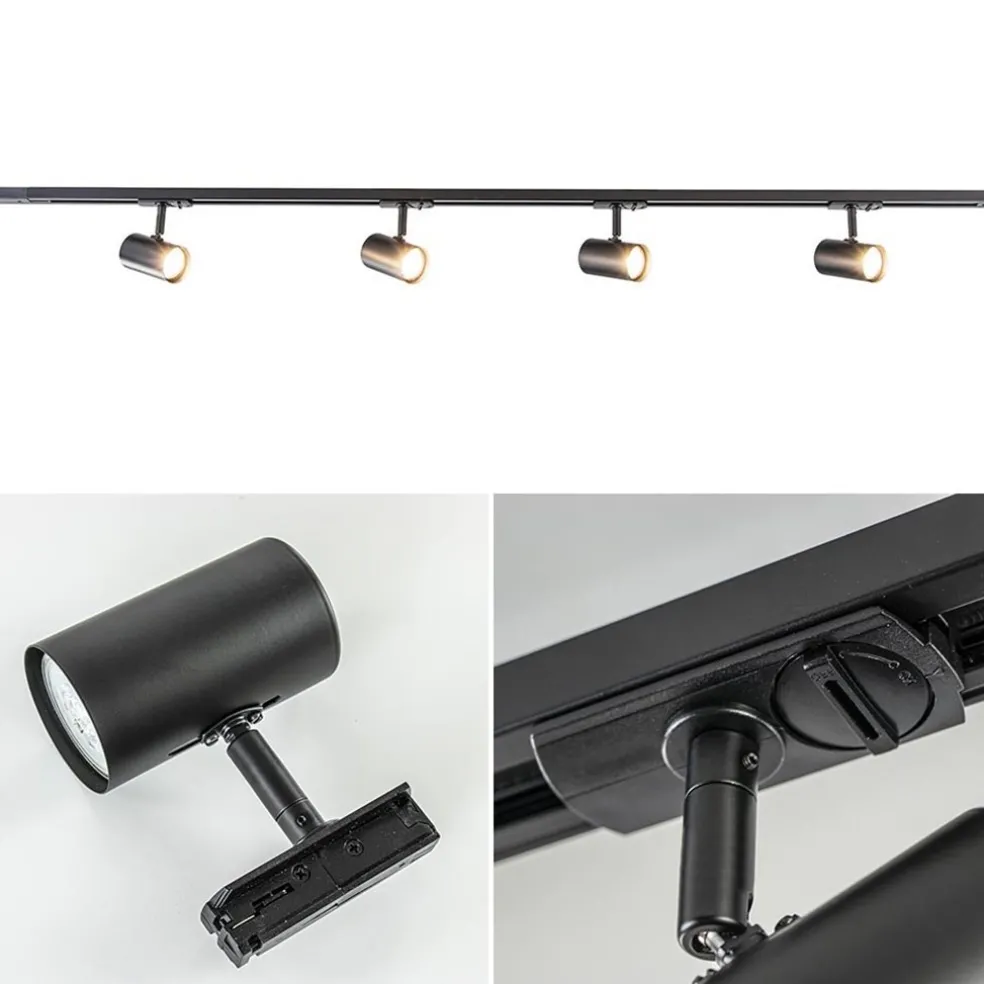 Rail Trackline set 1.5m zwart 4 spots