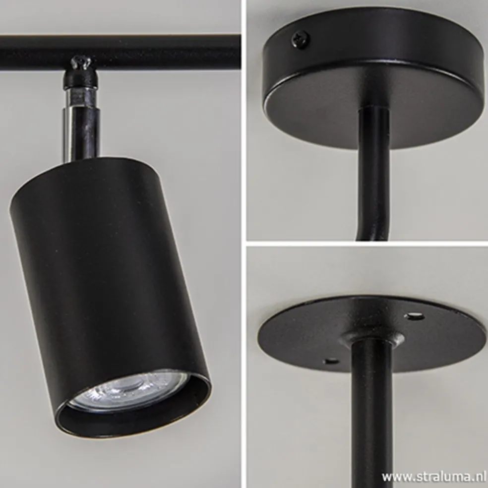 Rail zwart 5-lichts 160cm gu10