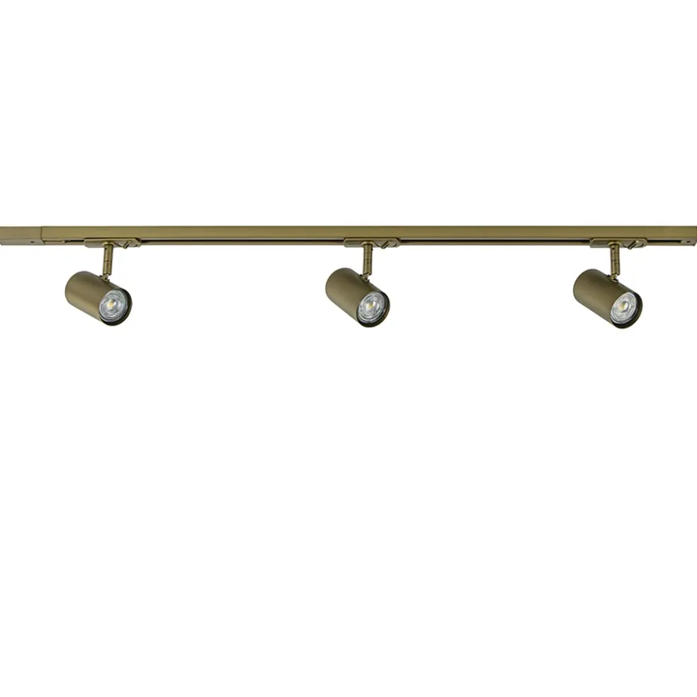 Railsysteem set 1 m met 3 GU10 spots brons