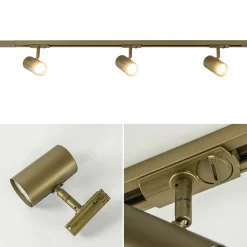 Railsysteem set 1 m met 3 GU10 spots brons