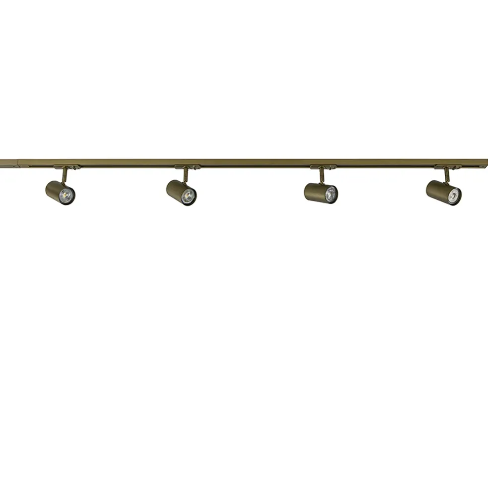 Railsysteem set 1,5 m met 4 GU10 spots brons