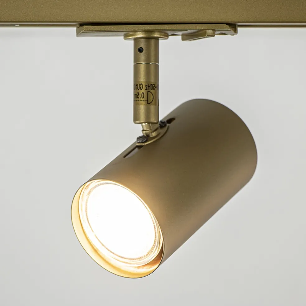 Railsysteem set 1,5 m met 4 GU10 spots brons