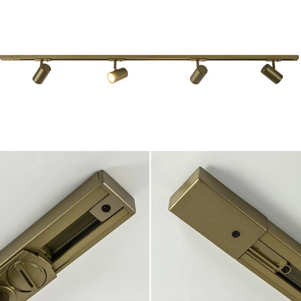 Railsysteem set 1,5 m met 4 GU10 spots brons