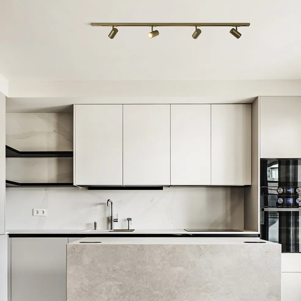 Railsysteem set 1,5 m met 4 GU10 spots brons