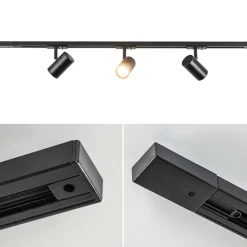 Railsysteem zwart 1mtr compleet met 3xspot