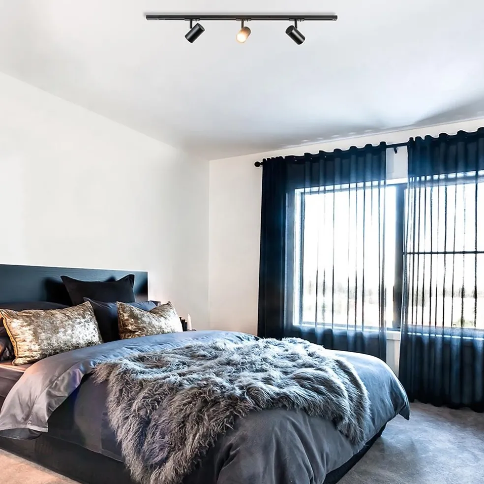 Railsysteem zwart 1mtr compleet met 3xspot