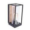 Rechthoekige buitenlamp zwart met houtlook en glas