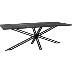 Rechthoekige eettafel zwart mangohout met kruispoot 220 cm