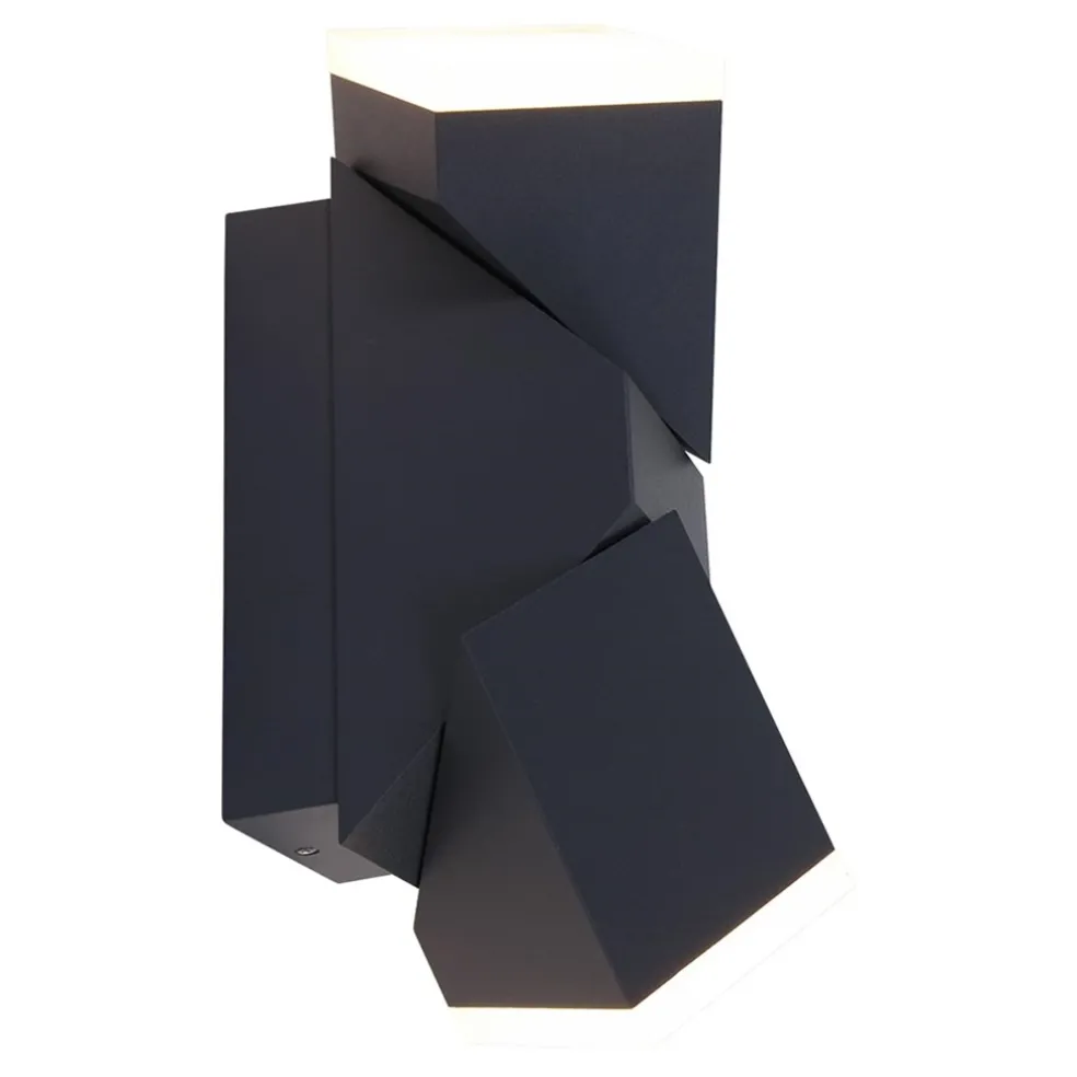 Rechthoekige LED buitenlamp verstelbaar zwart aluminium