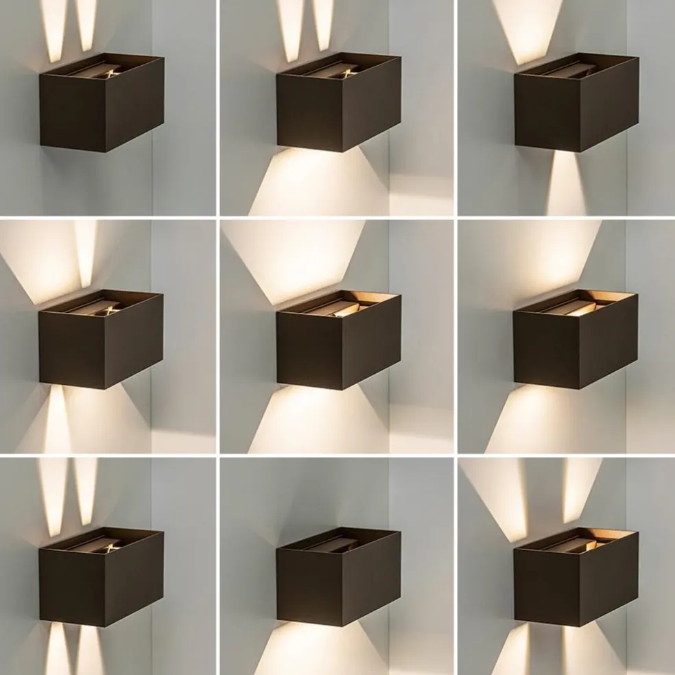 Rechthoekige LED buitenlamp aluminium bruin