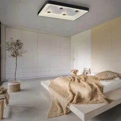 Rechthoekige LED plafondlamp zwart met kristaleffect