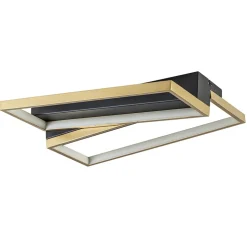 Rechthoekige LED plafondlamp zwart goud design