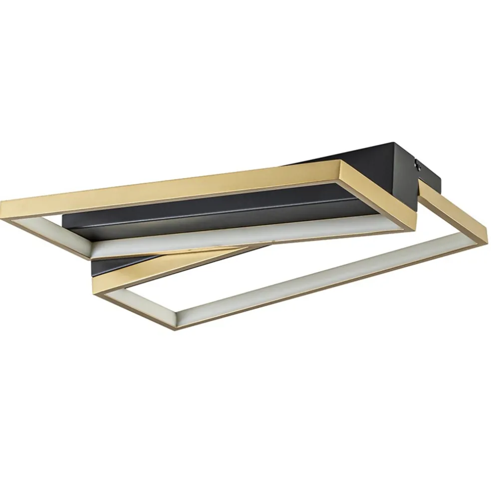 Rechthoekige LED plafondlamp zwart goud design