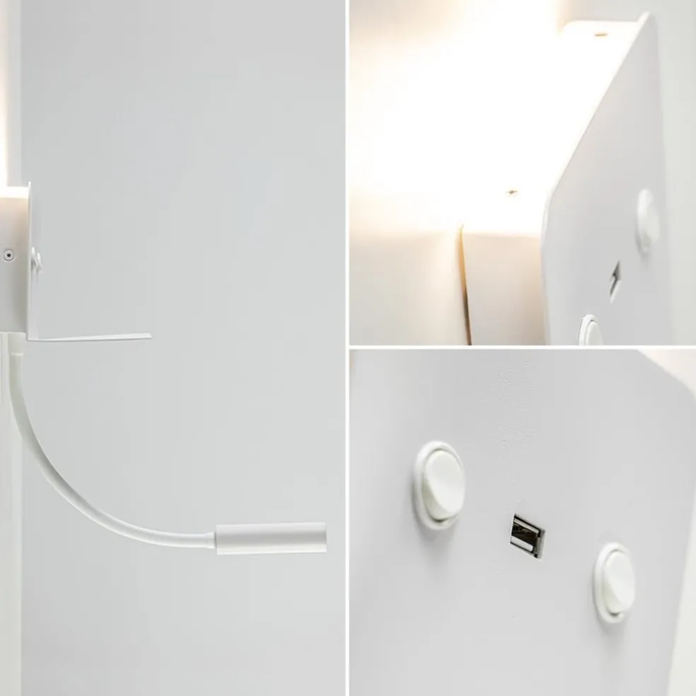 Rechthoekige wandlamp inclusief LED en USB