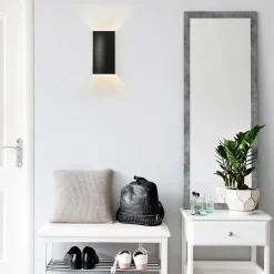 Rechthoekige wandlamp mat zwart G9