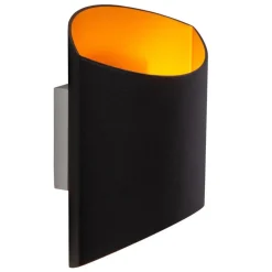 Rechthoekige wandlamp mat zwart met goud