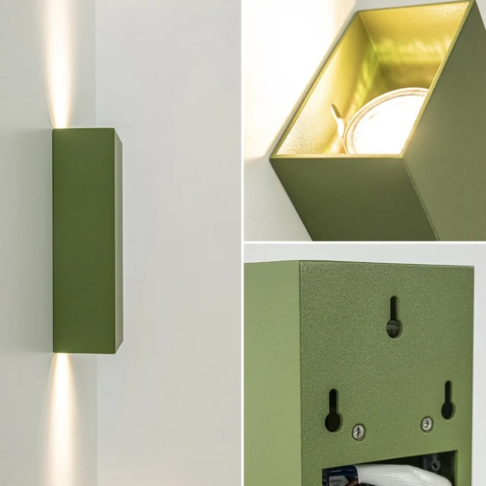 Rechthoekige wandlamp up+down groen