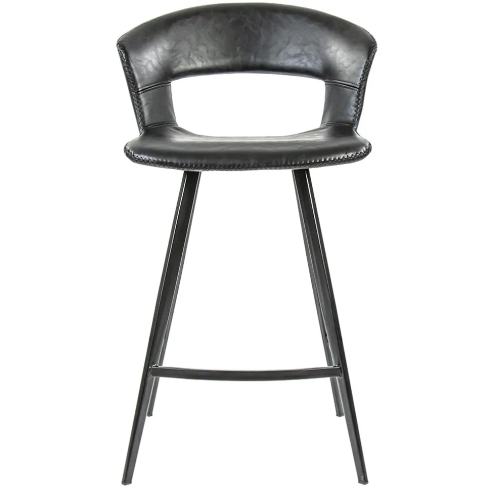 Retro barkruk zwart met imitatieleer