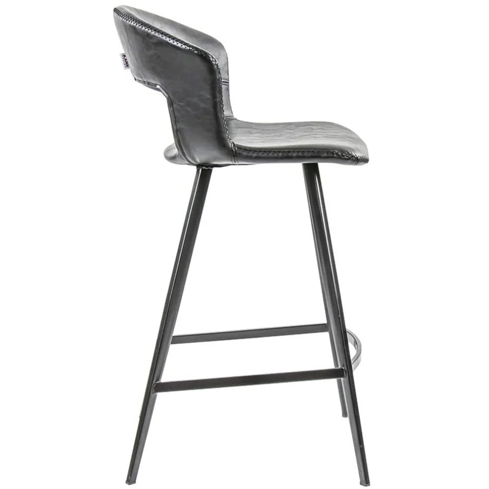 Retro barkruk zwart met imitatieleer