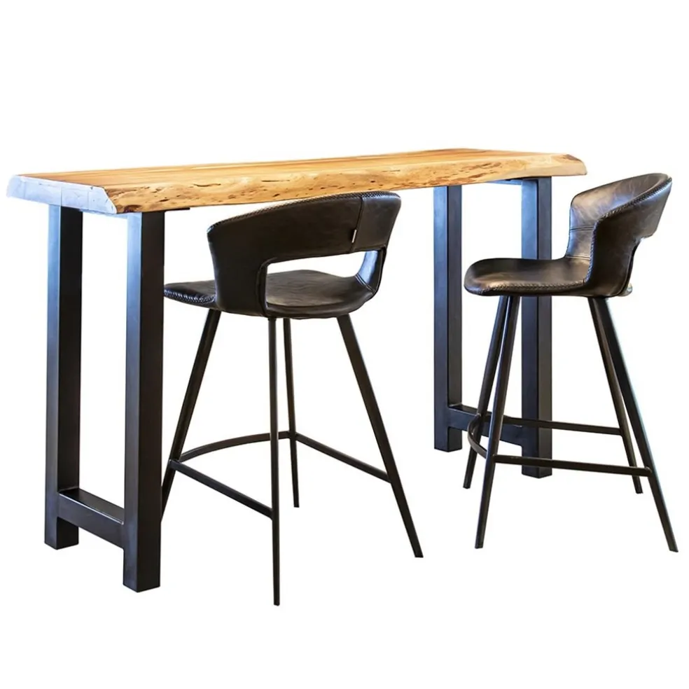 Retro barkruk zwart met imitatieleer